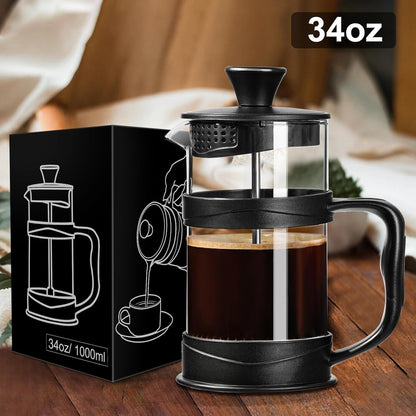 French Press Coffee Maker 34Oz Glass Portable Cold Brew Coffee Maker Tea Pot