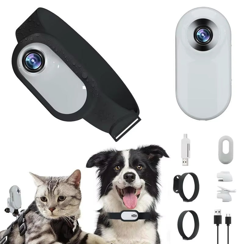 Pet Collar Camera HD 1080P Mini Sports Camera with Screen Video Recording Outdoor Wireless Camera Collar Pet Cat Safety Supplies