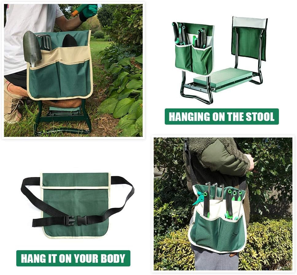 Garden Kneeler and Seat Stool Heavy Duty Garden Folding Bench with Large Removabletool Pocket Gloves and Soft EVA Kneeling Pad for Gardening Lovers