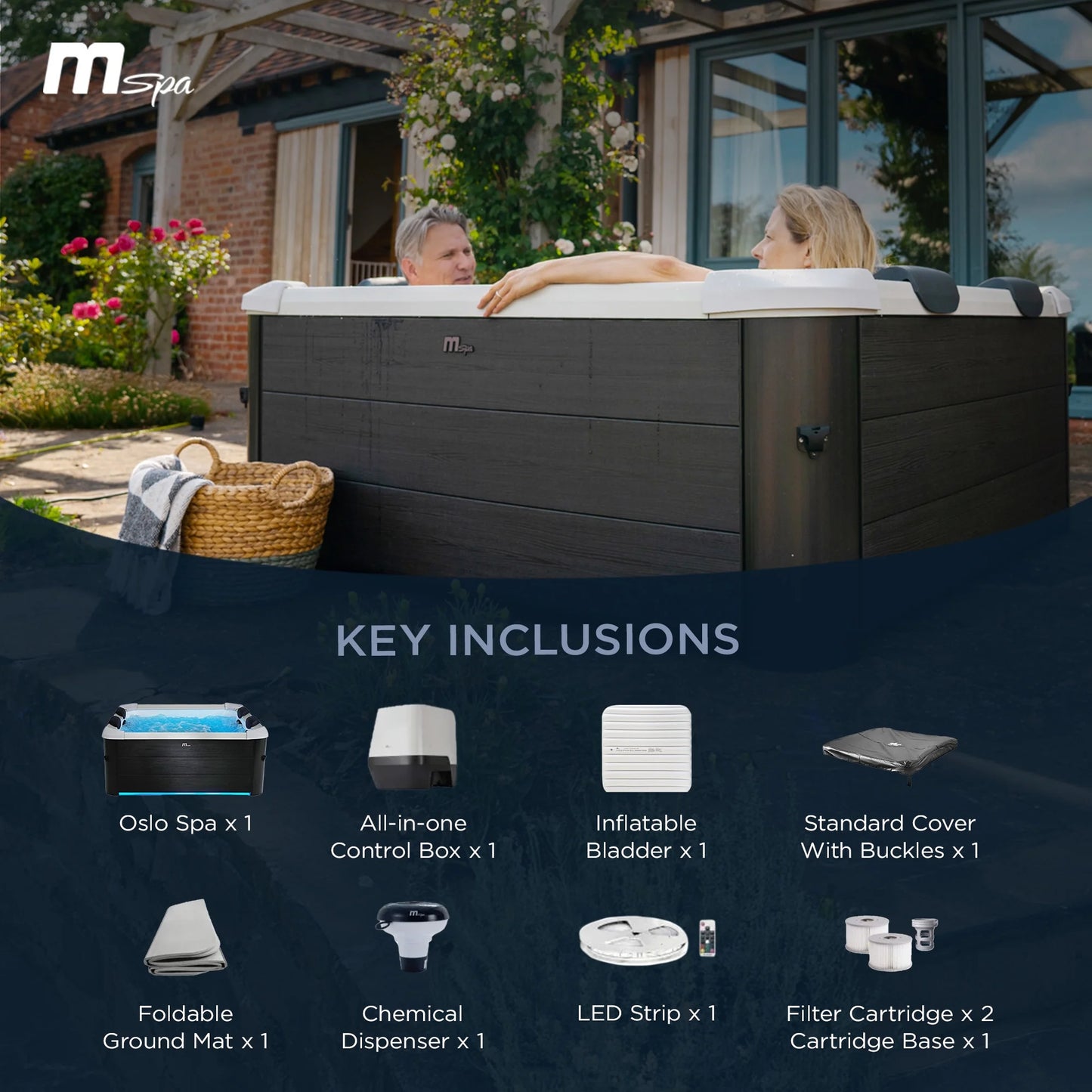 Oslo 6 Person Squared Hot Tub with Hydro Massage Jets plus & LED Strip