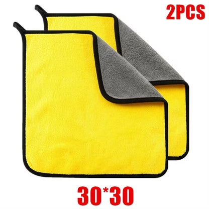 1/2/6Pcs Microfiber Cleaning Towel Thicken Soft Drying Cloth Car Body Washing Towels Double Layer Clean Rags Car Accessories