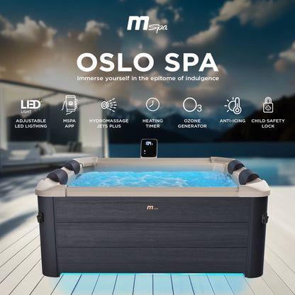 Oslo 6 Person Squared Hot Tub with Hydro Massage Jets plus & LED Strip