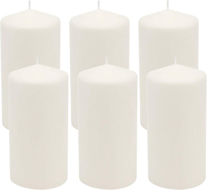 Tall 3X6 Inch Unscented Pillar Candles,White, 6 Count