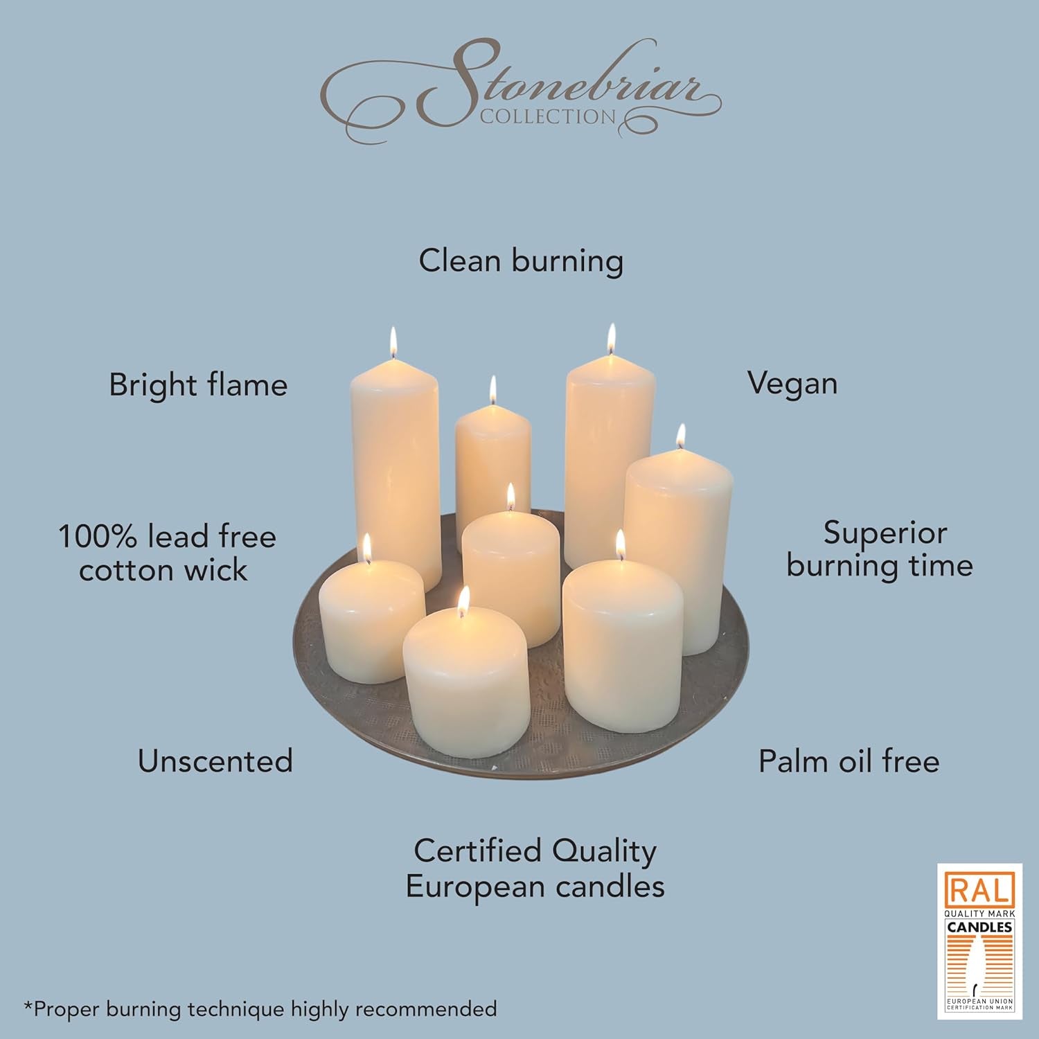 Tall 3X6 Inch Unscented Pillar Candles,White, 6 Count